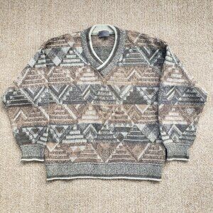Vintage Bogner Wool Mohair Geometric Sweater Men's GR 52 / US XL